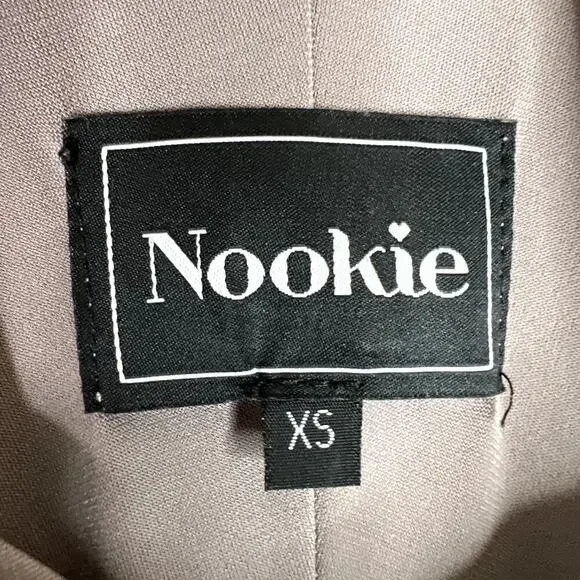 Nookie Aphrodite Gown One Shoulder Tie Waist High Slit XS Purple Gray Dress
